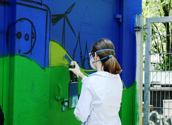 Graffiti-Aktion am Rotteck-Gymnasium Freiburg.