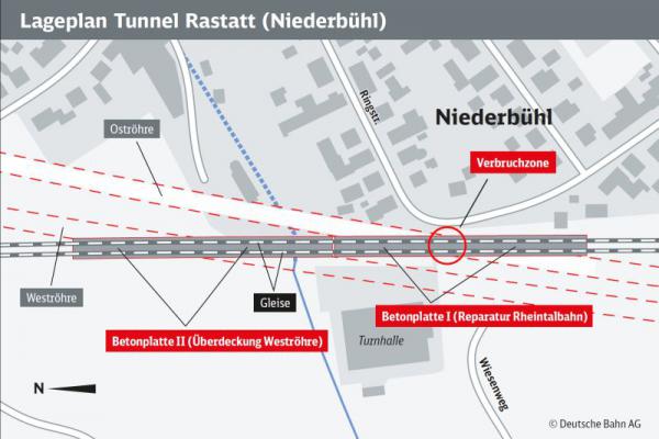 Infografik Tunnel Rastatt Lageplan. Quelle: DB AG
