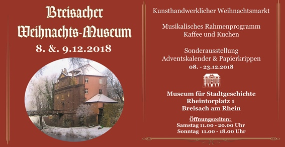 08./09. Dezember 2018: Kunsthandwerklicher Weihnachtsmarkt