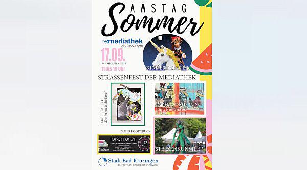 17. September: Straßenfest der Mediathek Bad Krozingen.
Foto: Stadt Bad Krozingen 17. September: Straßenfest der Mediathek Bad Krozingen.
Foto: Stadt Bad Krozingen