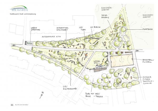 Der Gestaltungsentwurf für die Freifläche im Wohngebiet Hohe Straße enthält Ideen und Vorschläge, die aus den Reihen der kleinen und großen Bürgerinnen und Bürger kommen | Bildquelle: Stadtverwaltung Weil am Rhein / zVg Der Gestaltungsentwurf für die Freifläche im Wohngebiet Hohe Straße enthält Ideen und Vorschläge, die aus den Reihen der kleinen und großen Bürgerinnen und Bürger kommen | Bildquelle: Stadtverwaltung Weil am Rhein / zVg