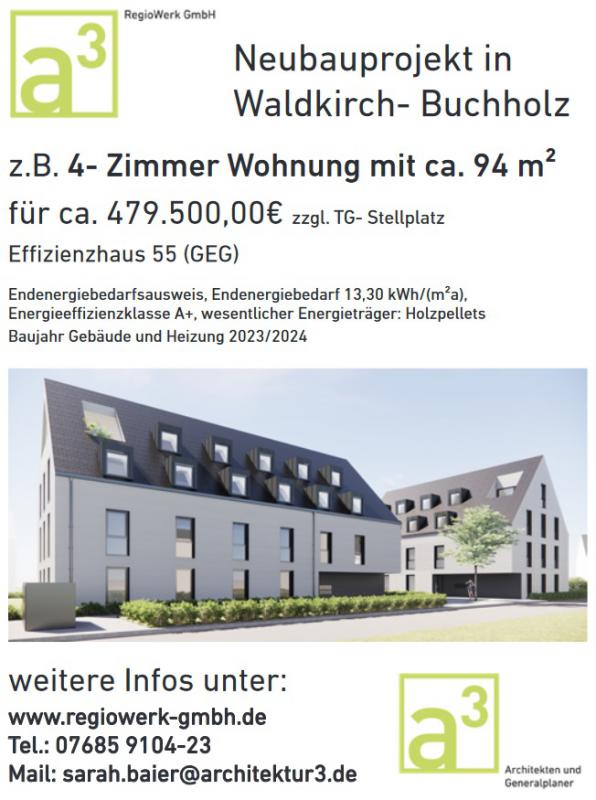 .
.
[size=12]TIPP >>
[rt=554,514763]ALLE Neubauprojekte in Waldkirch und im Elztal | RegioWerk GmbH, Gutach[/rt][/size]
