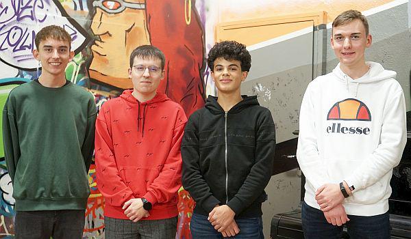 Neue Jugendvertretung in Waldkirch gewählt.
Das neue Leitungsteam: Sascha Springweiler, Lucas Kaufmann, Fabio Biedermann und Leonard Stegle.

Foto: Stadt Waldkirch
