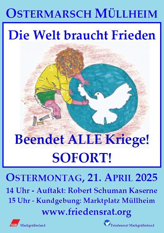Ostermarsch 2025 in Müllheim: Die Welt braucht Frieden! Ostermarsch 2025 in Müllheim: Die Welt braucht Frieden!