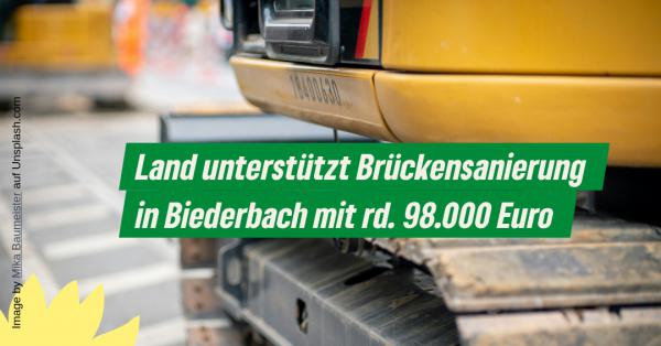 Land unterstützt Brückensanierung in Biederbach Land unterstützt Brückensanierung in Biederbach